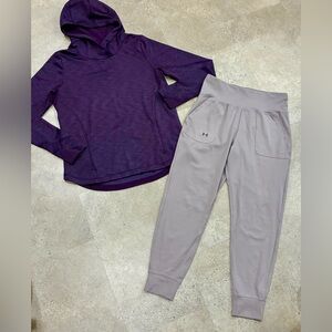 Womens ATHLETA/UNDER ARMOUR Hoodie Sweatshirt & Jogger Pants, sz Large
